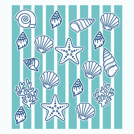 Summer Seashell Starfish Pattern Graphic T-Shirt Designのイラスト素材