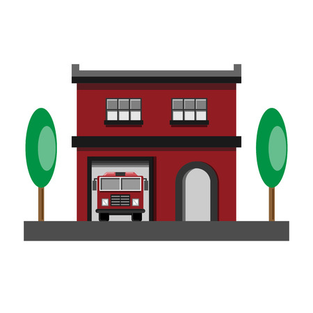 Fire Station vectors, illustrations buildings.のイラスト素材