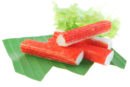 Imitation Crab Stick on white backgroundの写真素材