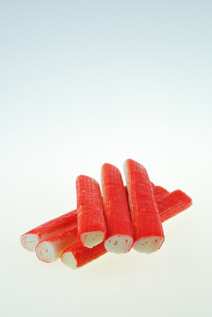 Imitation Crab Stick on white backgroundの写真素材