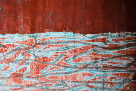 Red grunge wall backgroundの写真素材