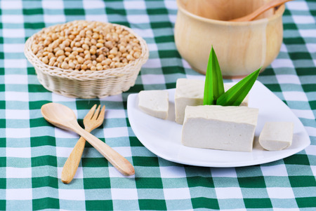 tofu and soy beansの写真素材