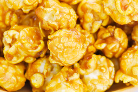 pile of caramel popcornの写真素材