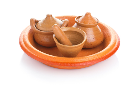 Toy clay pot pottery and kitchenware souvenir handmade for childの写真素材