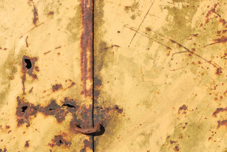 Yellow painted metal with rust texture for background