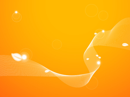 Abtract background with leaf and wind in orange colorのイラスト素材