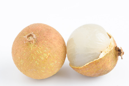 Close up longan on white tableの写真素材
