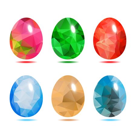 Easter eggs set  low polygon in colorful color isolated on white background vector illustrationのイラスト素材