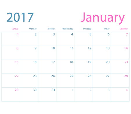 Vector planning calendar January 2017のイラスト素材