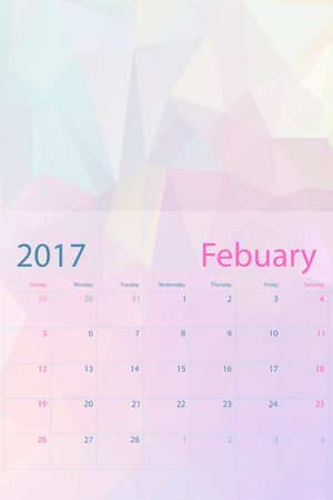Vector planning calendar February 2017 low polygonのイラスト素材