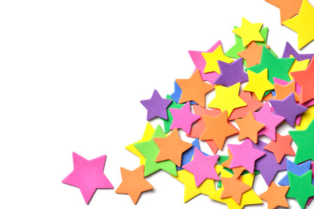 colorful rubber star on white paper backgroundの写真素材