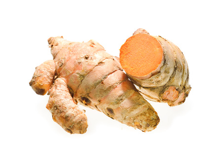 Turmaric (Curcuma longa L. ) on white backgroundの写真素材