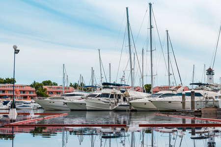 yachts at marina in phuketの写真素材