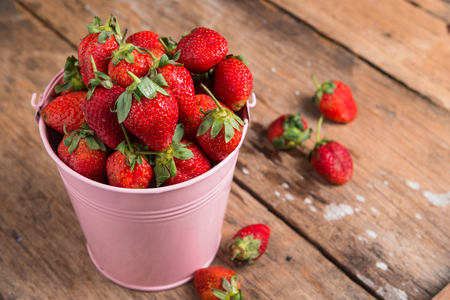 Strawberry on wooden backgroundの写真素材