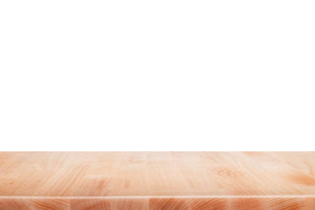 Wood table top on white background - can be used for display or montage your productsの写真素材