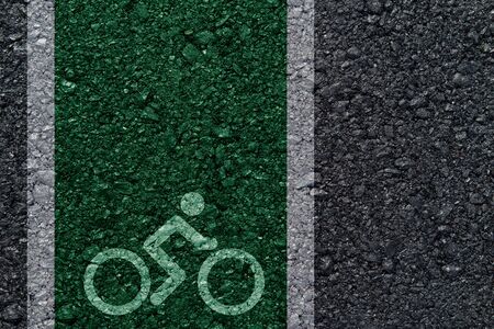 Bicycle symbols on the asphalt roadの写真素材