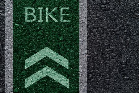 Bicycle symbols on the asphalt roadの写真素材