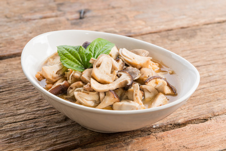 Sweet and sour stir fried mushrooms, many mushrooms with garlic and Soy sauseの写真素材