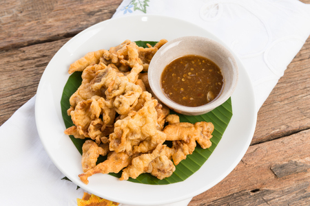Homemade Deep Fried Mushrooms with Dipping Sauceの写真素材