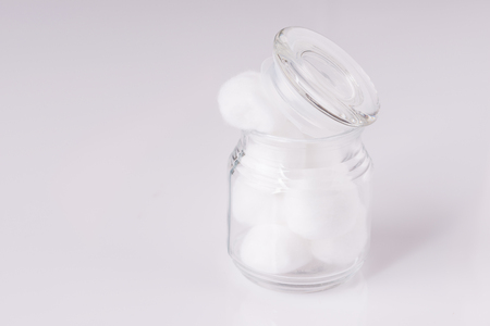 Cotton wool on white background with copy spaceの写真素材