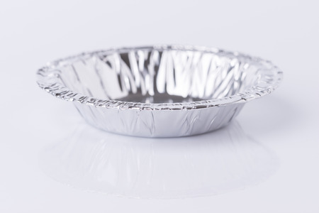Aluminum foil tray on white backgroundの写真素材