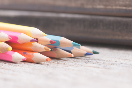 Color pencils old retro vintage style filterの写真素材