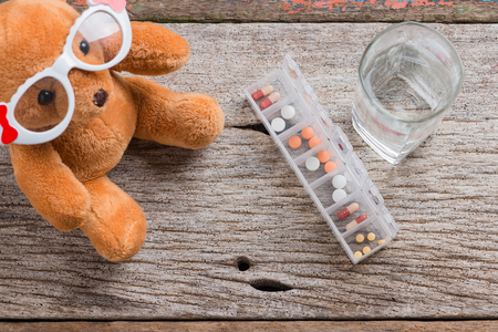 Pharmacy theme,  white medicine tablets antibiotic pills.の写真素材