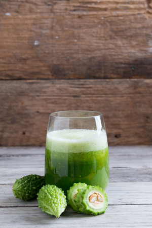 Herbal juice of green momodicaの写真素材