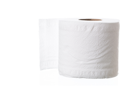 roll of toilet paper isolated on white backgroundの写真素材