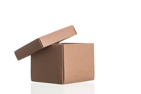 cardboard box for parcels from Ñraft isolated on white background, delivery concept, mock up, copy spaceの写真素材