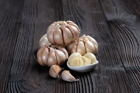 Garlic and oil capsules and Heart health benefits of garlicの写真素材
