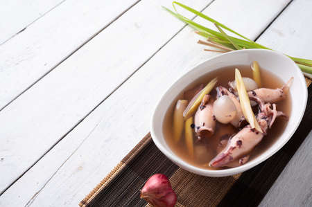 Squid Ink Soup with Lemongrass Thai Food, Asian Foodの写真素材