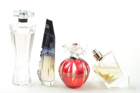 Woman luxury perfumes, different kind on whiteの写真素材