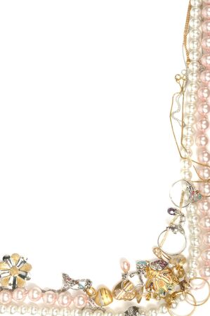 Frame from gold jewelry, isolated on whiteの写真素材