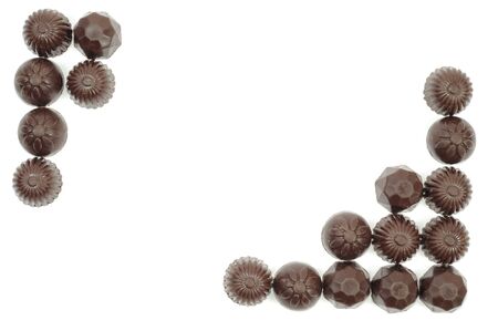 Frame  made from chocolat on a white backgroundの写真素材