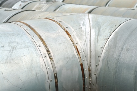 Steel  pipelines in industrial zone, close up shotの写真素材