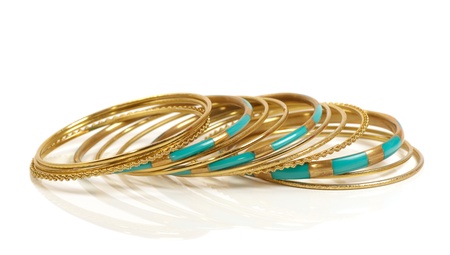 Colorful  bracelet sets,  on a white backgroundの写真素材