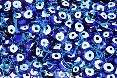 Evil Eye Turkish traditional amulets from bad eye, closeupの写真素材
