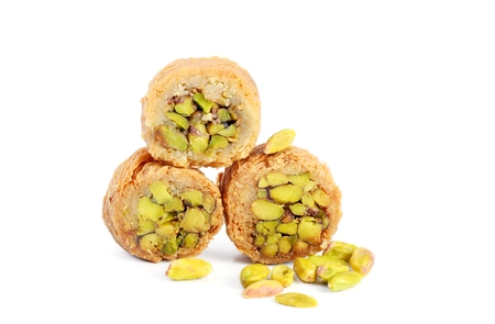 Arabic sweets with pistachios  , close up shotの写真素材