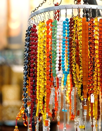 Muslim rosary beads in the shop window