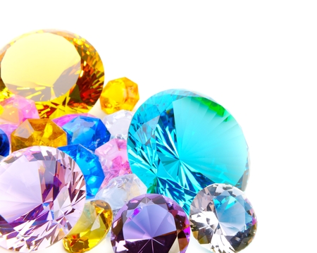 Colorful diamonds on whiteの写真素材