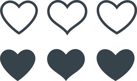 Black and white heart icons set. Concept of love isolated vector.のイラスト素材