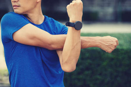 Close up picture.A sportsMan have Severe heartache, Having heart attack.healthcare and health...