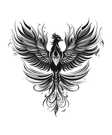 phonix tattoo. Tattoo art. Tattoo design. Vector illustration.のイラスト素材