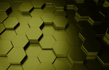 Abstract 3d rendering of hexagon background, Dark green hexagon pattern, Abstract green background, Geometric texture, dark green Hexagonal Backgroundの写真素材