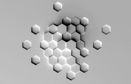 Abstract black and white hexagon background. 3d render illustration.