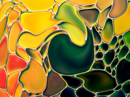 Abstract marbling oil acrylic paint background illustration art wallpaper - Orange green color with liquid fluid marbled paper texture banner painting textureの写真素材