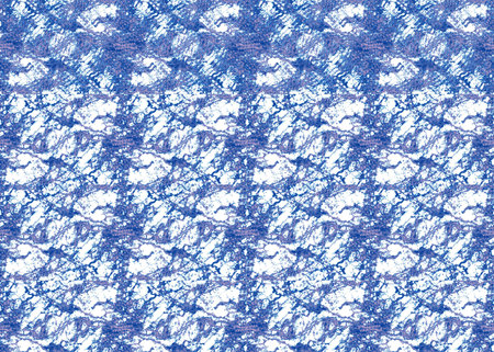 Seamless tie-dye pattern of indigo color on white silk. Hand painting fabrics - nodular batik. Shibori dyeing.の写真素材