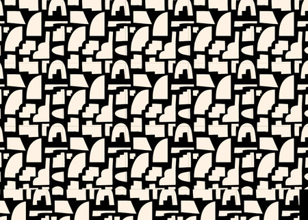Seamless pattern of geometric shapes. Monochrome background.の写真素材