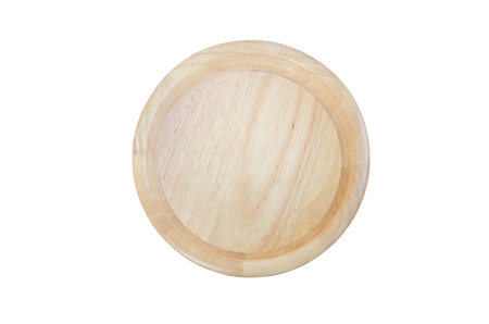 wooden bowl isolated on white backgroundの写真素材